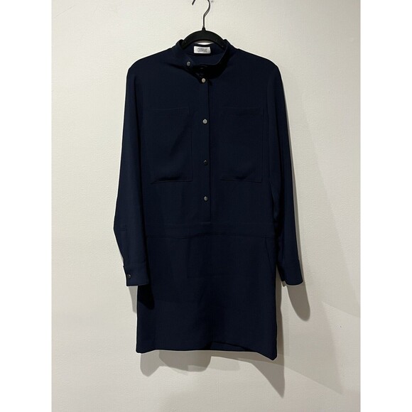 Nomia Dress Women’s 4 Long Sleeve Jumper Navy Blue Long Sleeve Snap Pockets - Picture 1 of 12